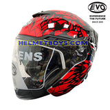 EVO RS9 Motorcycle Sunvisor Helmet SPLASH RED slant view