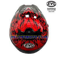 EVO RS9 Motorcycle Sunvisor Helmet SPLASH RED top view