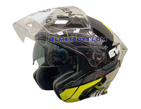 EVO RS9 Motorcycle Sunvisor Helmet EUROJET GREY FLUO YELLOW visor up 