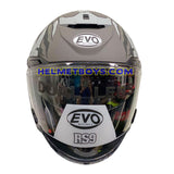 EVO RS9 Motorcycle Sunvisor Helmet FIRE FLAME MATT GREY SILVER front view
