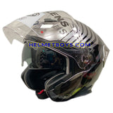 EVO RS9 Motorcycle Sunvisor Helmet RAYBURN SILVER visor up view