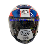 EVO RS9 Motorcycle Sunvisor Helmet FIGHTER JET BLUE front view