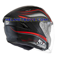 KYT NFJ Motorcycle Helmet RADAR series black red back flip view