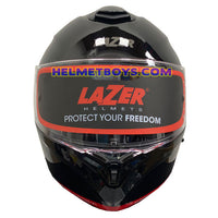 LAZER MH6 Flip Up Motorcycle Helmet glossy black front view