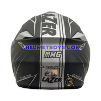 LAZER MH6 Flip Up Motorcycle Helmet RACELINE MATT GREY SILVER back view