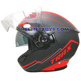 TRAX FG-TEC sunvisor motorcycle helmet matt red side view 
