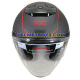 TRAX FG-TEC sunvisor motorcycle helmet redline top view 
