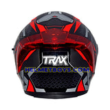 TRAX TZ301 G3 GLOSSY BLACK RED Sunvisor Helmet back view