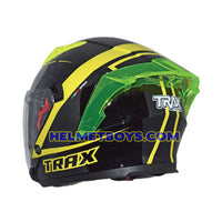 TRAX TZ301 G4 GLOSSY YELLOW sunvisor helmet backflip view