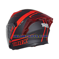 TRAX TZ301 G3 MATT BK RED Motorcycle Sunvisor Helmet backflip view