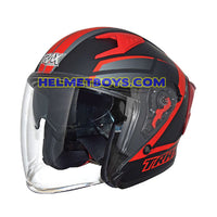 TRAX TZ301 G3 MATT BK RED Motorcycle Sunvisor Helmet slant view