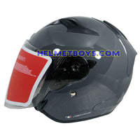 ASTONE Motorcycle Open Face Helmet Sharp Visor glossy grey side view