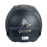 ASTONE Motorcycle Open Face Helmet Sharp Visor matt black back view