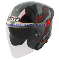 KYT TTR JET Motorcycle Sunvisor Helmet LED GRAPHICS slant view black grey