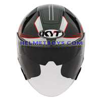 KYT TTR JET Motorcycle Sunvisor Helmet LED GRAPHICS front view black grey