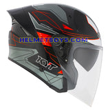 KYT TTR JET Motorcycle Sunvisor Helmet LED GRAPHICS side view black grey