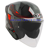 KYT TTR JET Motorcycle Sunvisor Helmet LED GRAPHICS slant view black grey