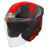 KYT TTR JET Motorcycle Sunvisor Helmet LED GRAPHICS slant view black red