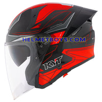 KYT TTR JET Motorcycle Sunvisor Helmet LED GRAPHICS side view black red