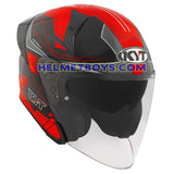 KYT TTR JET Motorcycle Sunvisor Helmet LED GRAPHICS slant view black red