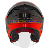 KYT TTR JET Motorcycle Sunvisor Helmet LED GRAPHICS back view black red