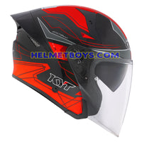 KYT TTR JET Motorcycle Sunvisor Helmet LED GRAPHICS side view black red