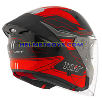 KYT TTR JET Motorcycle Sunvisor Helmet LED GRAPHICS backflip view black red