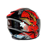 MT Motorcycle Sunvisor Helmet A1 KRPA KOI FISH DRAGON Glossy BLACK right back view