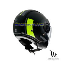 MT VIALE JET 3/4 Sunvisor motorcycle Helmet C3 yellow back view