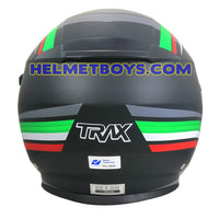TRAX FG-TEC ITALIA BLACK sunvisor motorcycle helmet back view 