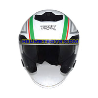 TRAX FG-TEC ITALIA WHITE sunvisor motorcycle helmet front view 