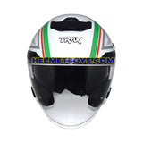 TRAX FG-TEC ITALIA WHITE sunvisor motorcycle helmet front view 