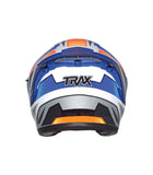 TRAX TZ301 G1 BLUE Motorcycle Sunvisor Helmet back view