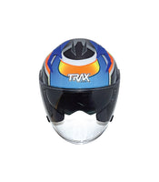 TRAX TZ301 G1 BLUE Motorcycle Sunvisor Helmet front view