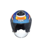 TRAX TZ301 G1 BLUE Motorcycle Sunvisor Helmet front view