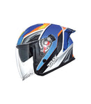 TRAX TZ301 G1 BLUE Motorcycle Sunvisor Helmet side view