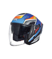 TRAX TZ301 G1 BLUE Motorcycle Sunvisor Helmet slant view