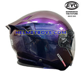 EVO RS9 Motorcycle Sunvisor Helmet IRIDIUM SERIES PURPLE backflip view