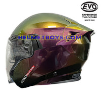 EVO RS9 Motorcycle Sunvisor Helmet IRIDIUM SERIES RED GOLD backflip view