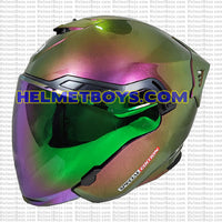 EVO RS9 Motorcycle Sunvisor Helmet IRIDIUM SERIES RED GOLD green visor side