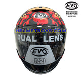 EVO RS9 Motorcycle Sunvisor Helmet SAMURAI SERIES brown red front