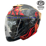 EVO RS9 Motorcycle Sunvisor Helmet SAMURAI SERIES brown red slant