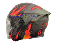 EVO RS9 Motorcycle Sunvisor Helmet FIRE FLAME MATT ORANGE backflip view
