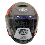 EVO RS9 Motorcycle Sunvisor Helmet FIRE FLAME MATT ORANGE front view