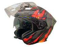 EVO RS9 Motorcycle Sunvisor Helmet FIRE FLAME MATT ORANGE sunvisor up