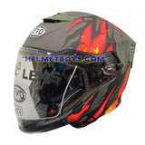 EVO RS9 Motorcycle Sunvisor Helmet FIRE FLAME MATT ORANGE slant view