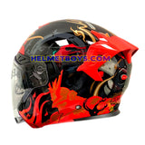 EVO RS9 Motorcycle Sunvisor Helmet SAMURAI RED backflip view
