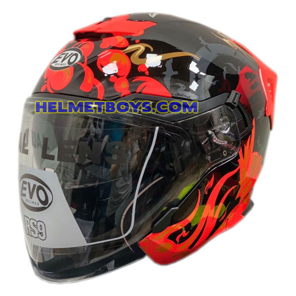 EVO RS9 Motorcycle Sunvisor Helmet SAMURAI RED slant view