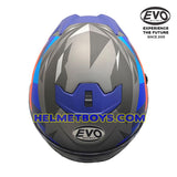 EVO RS9 Motorcycle Sunvisor Helmet RAINBOW BLUE top view