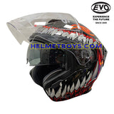 EVO RS9 Motorcycle Sunvisor Helmet DEMON JAW visor up view